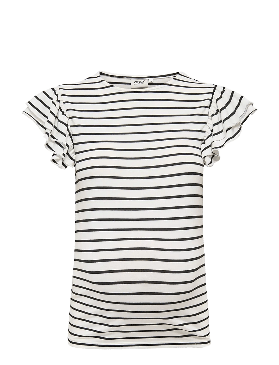 Only Maternity - OLMDAISY S/S FRILL O-NECK TOP JRS - t-shirts - cloud dancer - 0