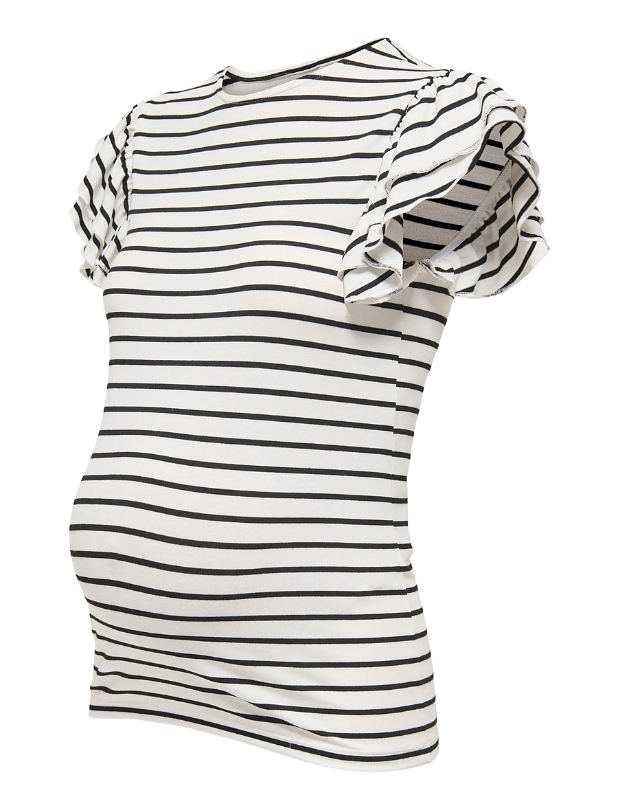 Only Maternity - OLMDAISY S/S FRILL O-NECK TOP JRS - t-shirts - cloud dancer - 2