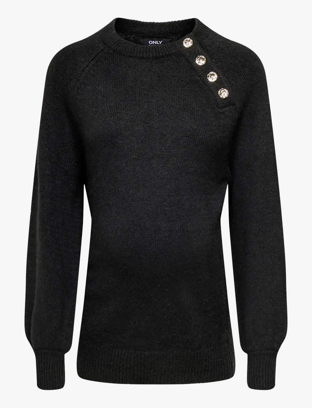 Only Maternity - OLMEMMA LIFE LS BUTTON ONECK KNT - yläosat - black - 0