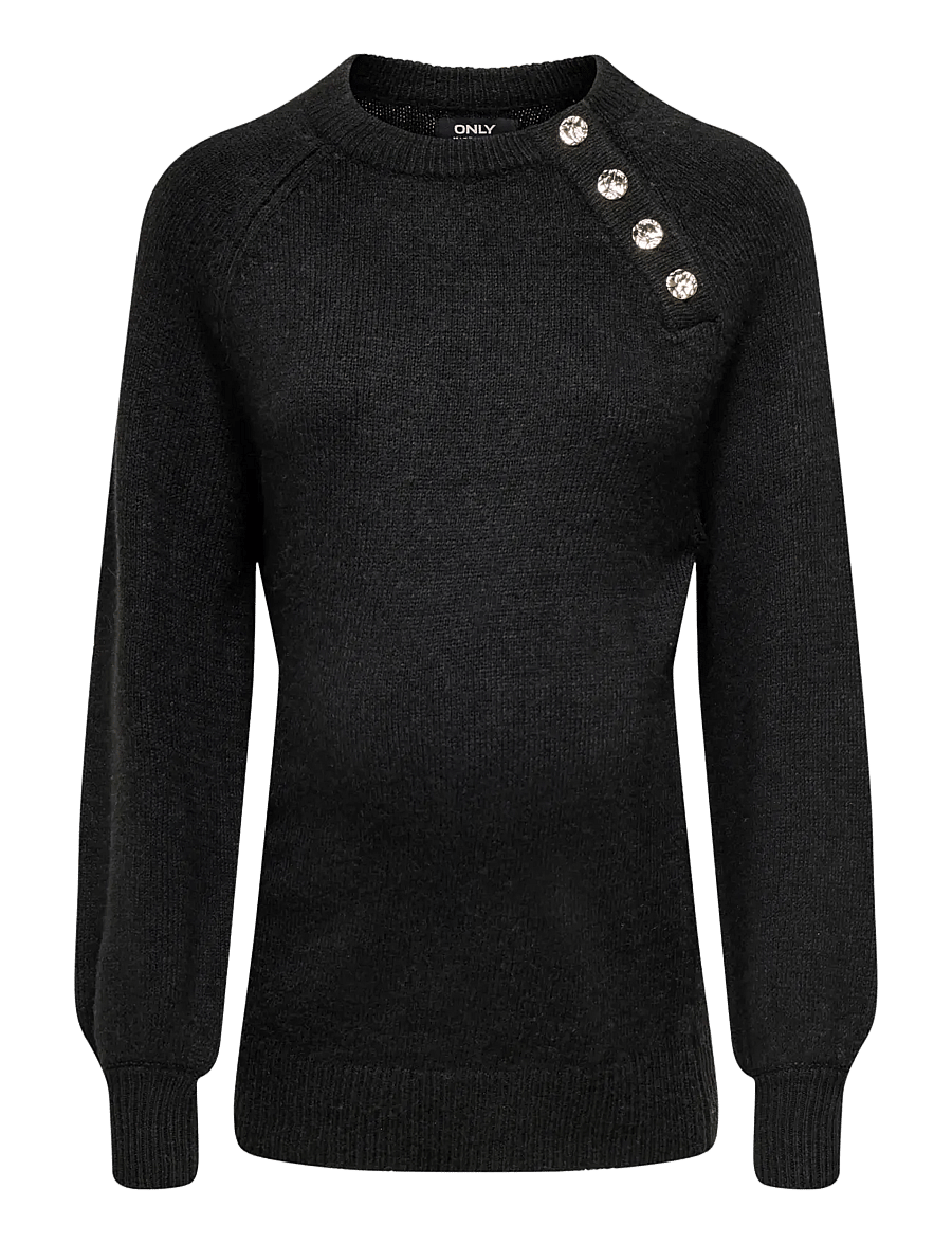 Only Maternity - OLMEMMA LIFE LS BUTTON ONECK KNT - Överdelar - black - 1