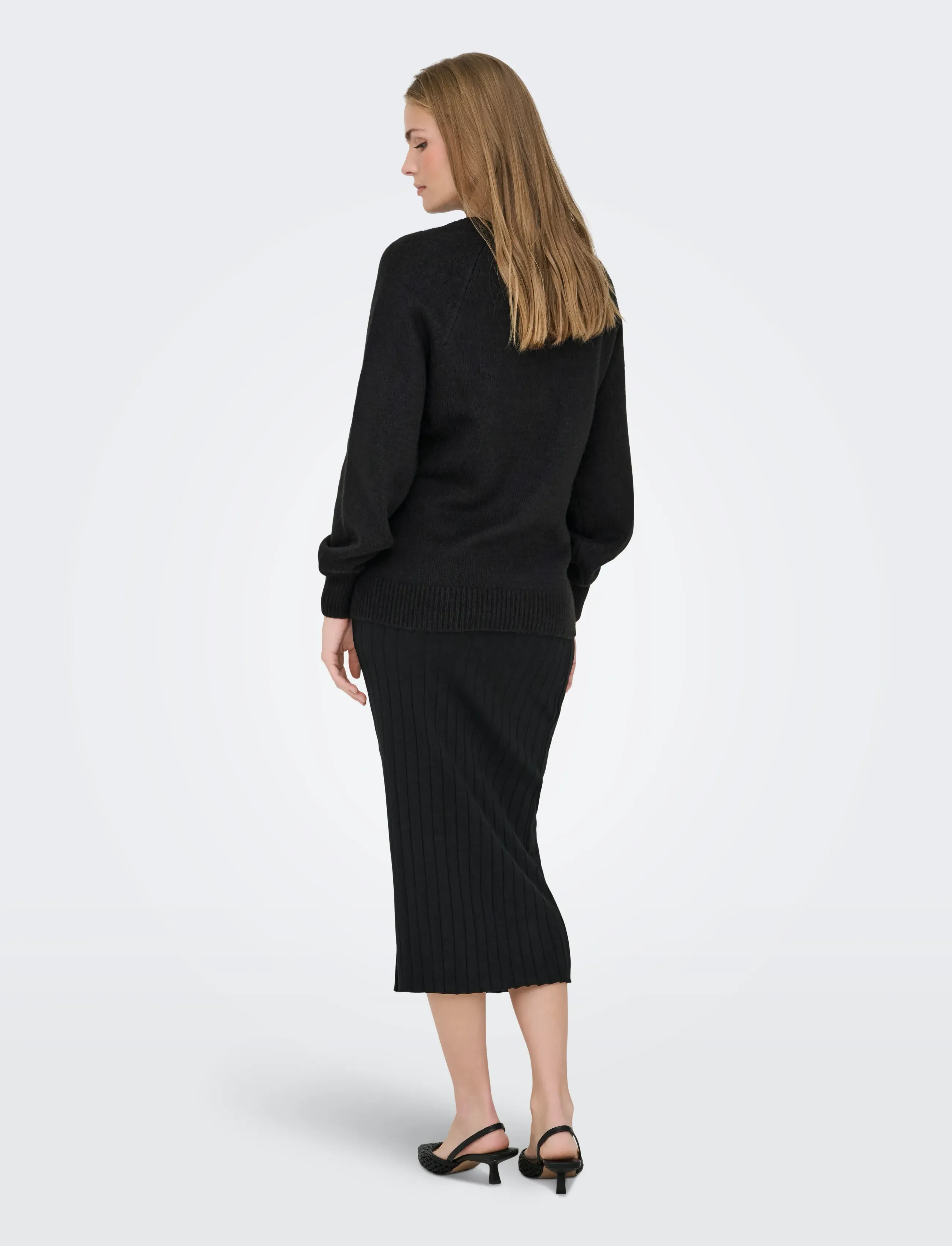 Only Maternity - OLMEMMA LIFE LS BUTTON ONECK KNT - džemperiai - black - 4