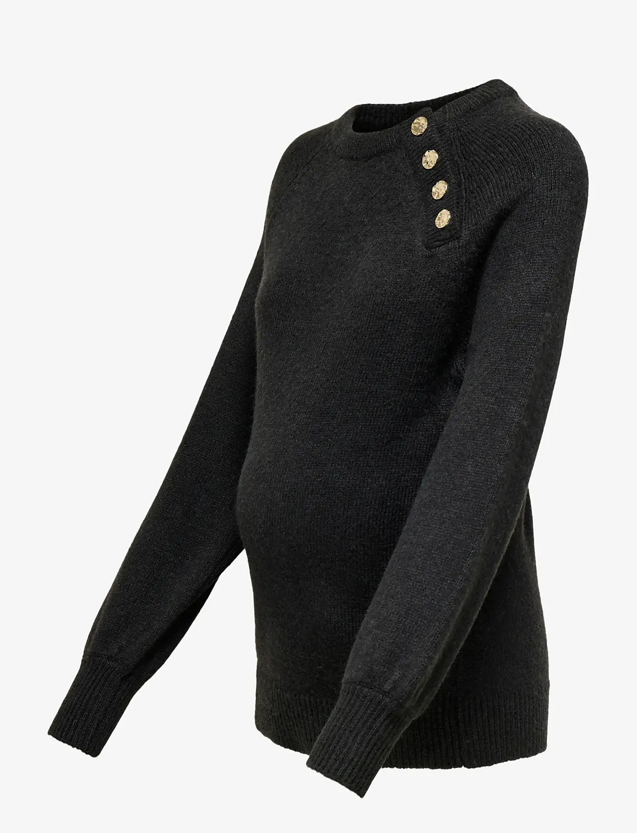 Only Maternity - OLMEMMA LIFE LS BUTTON ONECK KNT - oberteile - black - 3