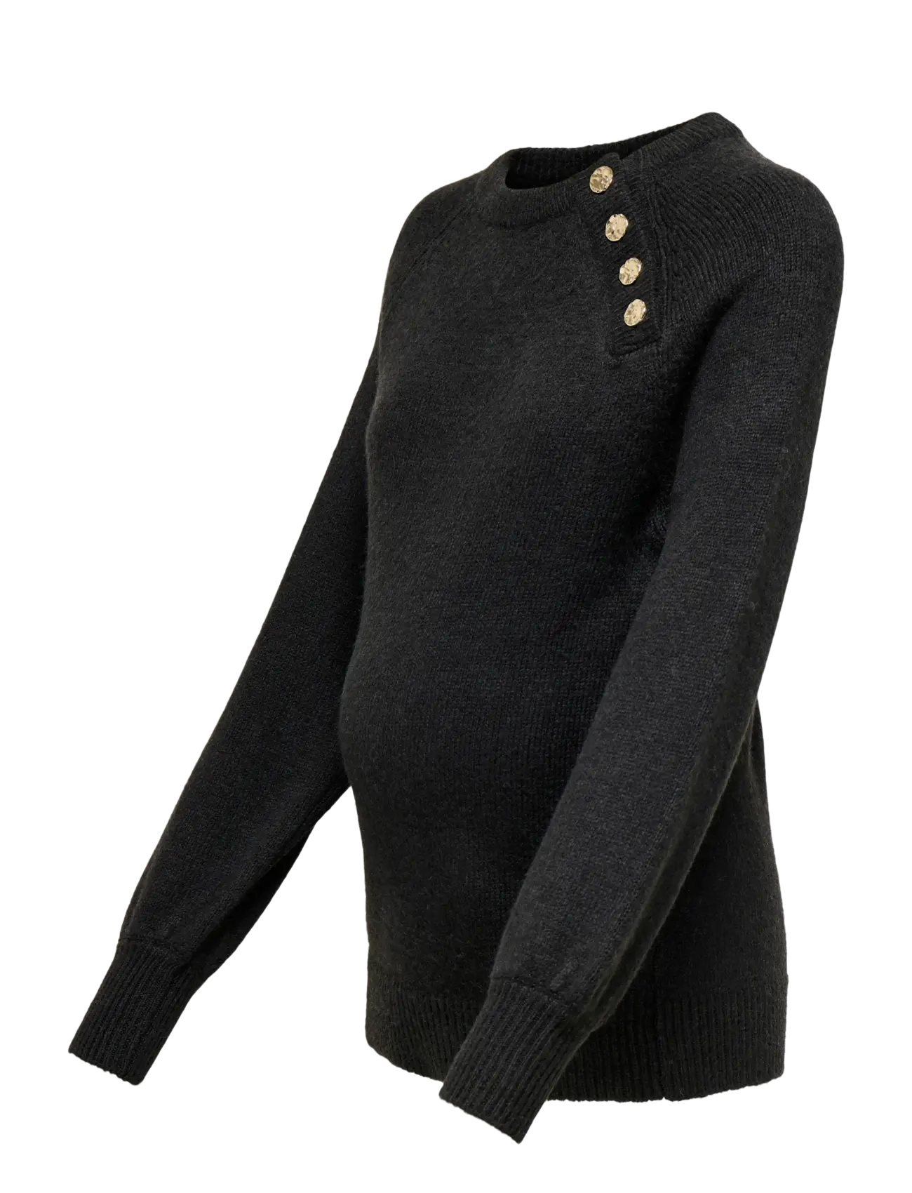 Only Maternity - OLMEMMA LIFE LS BUTTON ONECK KNT - džemperiai - black - 3