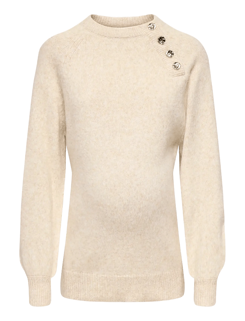 Only Maternity - OLMEMMA LIFE LS BUTTON ONECK KNT - oberteile - pumice stone - 1