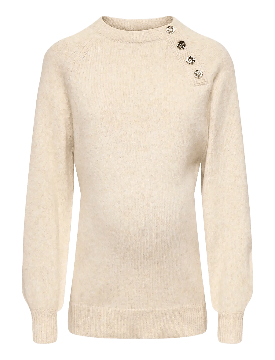 Only Maternity - OLMEMMA LIFE LS BUTTON ONECK KNT - yläosat - pumice stone - 1