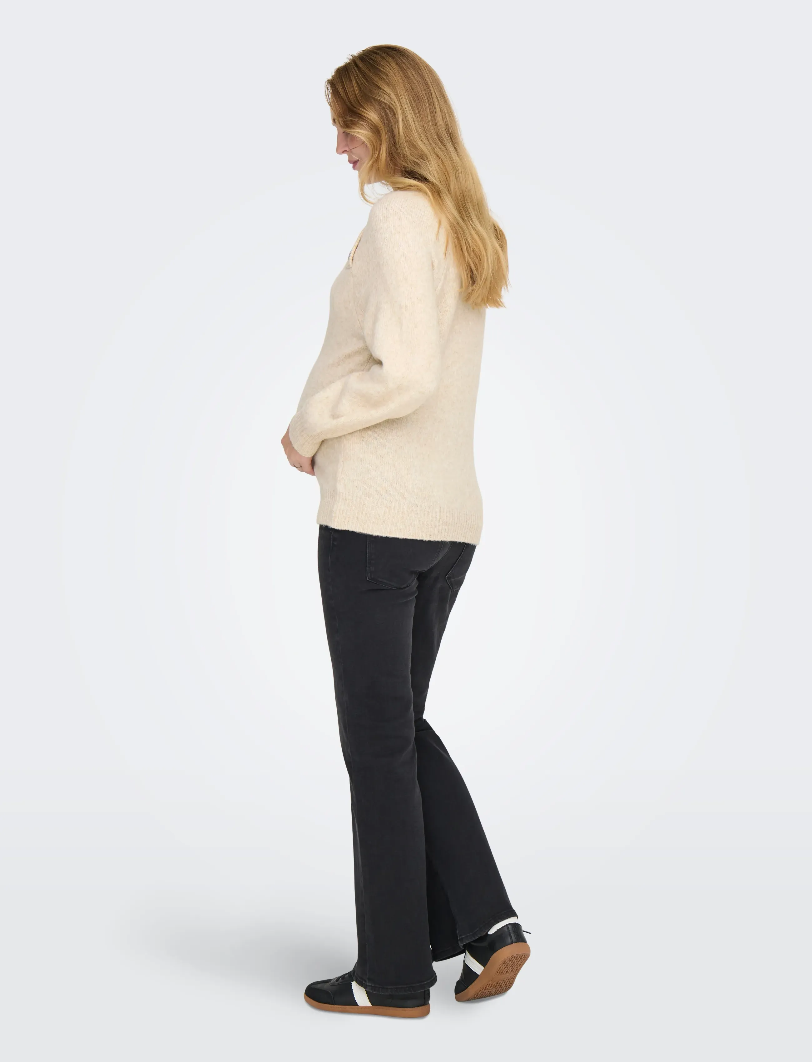 Only Maternity - OLMEMMA LIFE LS BUTTON ONECK KNT - yläosat - pumice stone - 4