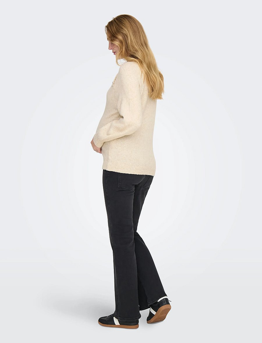 Only Maternity - OLMEMMA LIFE LS BUTTON ONECK KNT - yläosat - pumice stone - 4