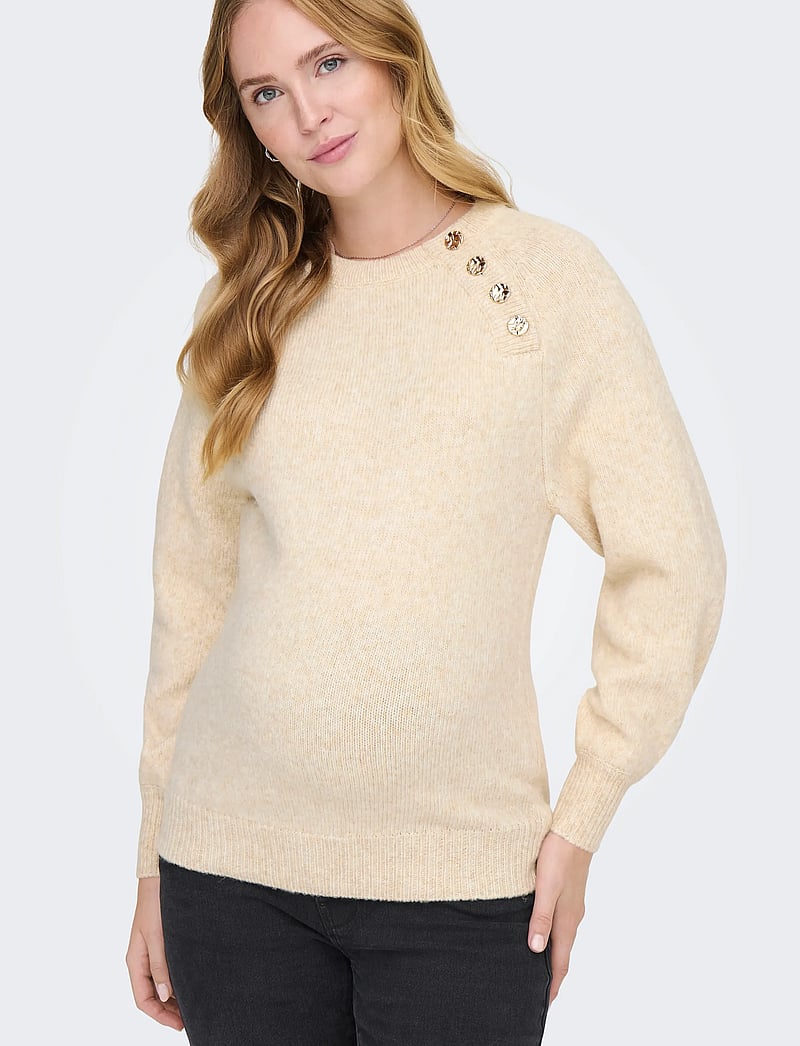 Only Maternity - OLMEMMA LIFE LS BUTTON ONECK KNT - oberteile - pumice stone - 5