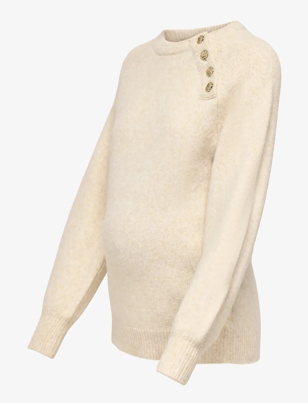 Only Maternity - OLMEMMA LIFE LS BUTTON ONECK KNT - herbstliche kleidung - pumice stone - 2