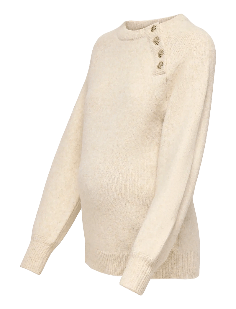 Only Maternity - OLMEMMA LIFE LS BUTTON ONECK KNT - oberteile - pumice stone - 3