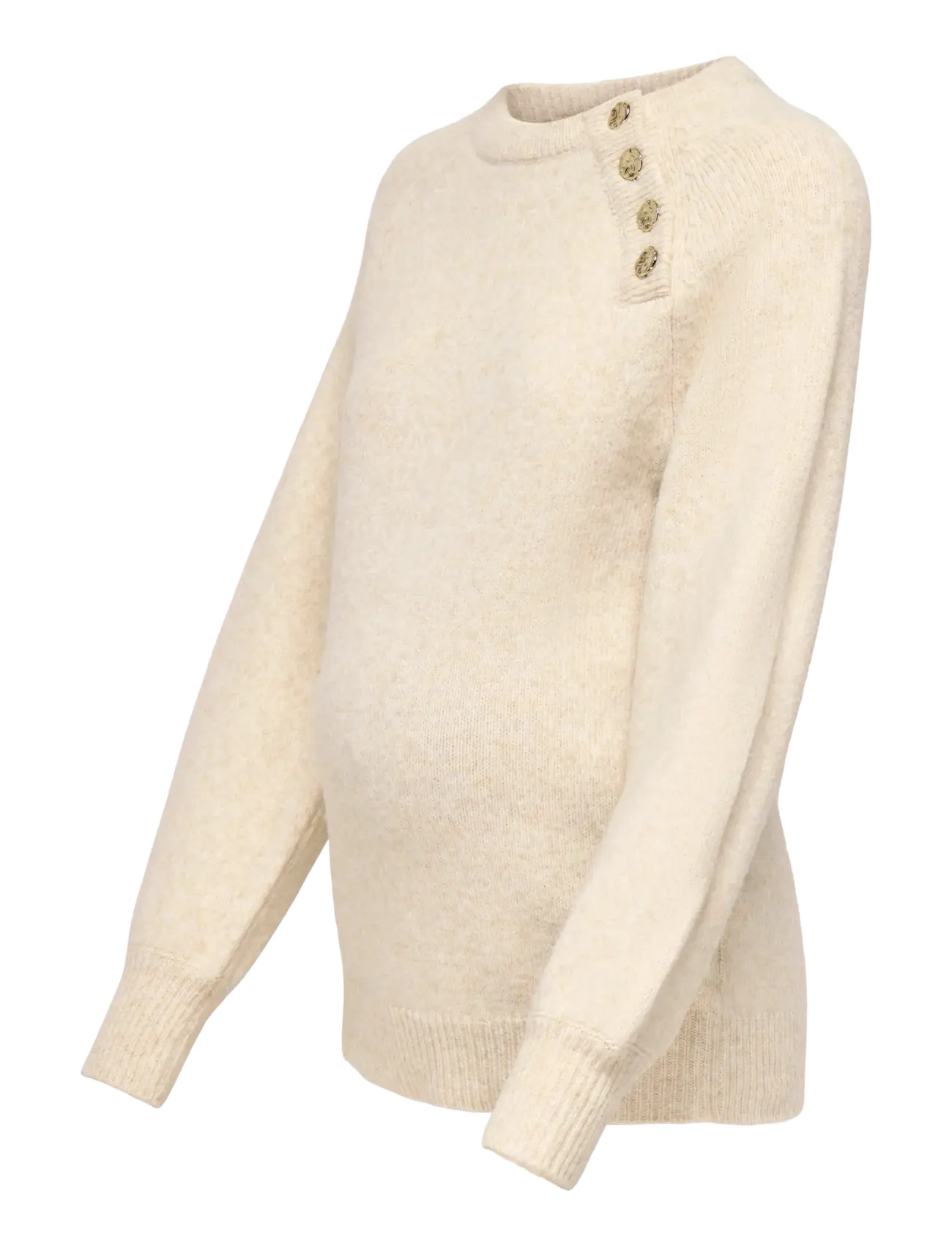 Only Maternity - OLMEMMA LIFE LS BUTTON ONECK KNT - yläosat - pumice stone - 3