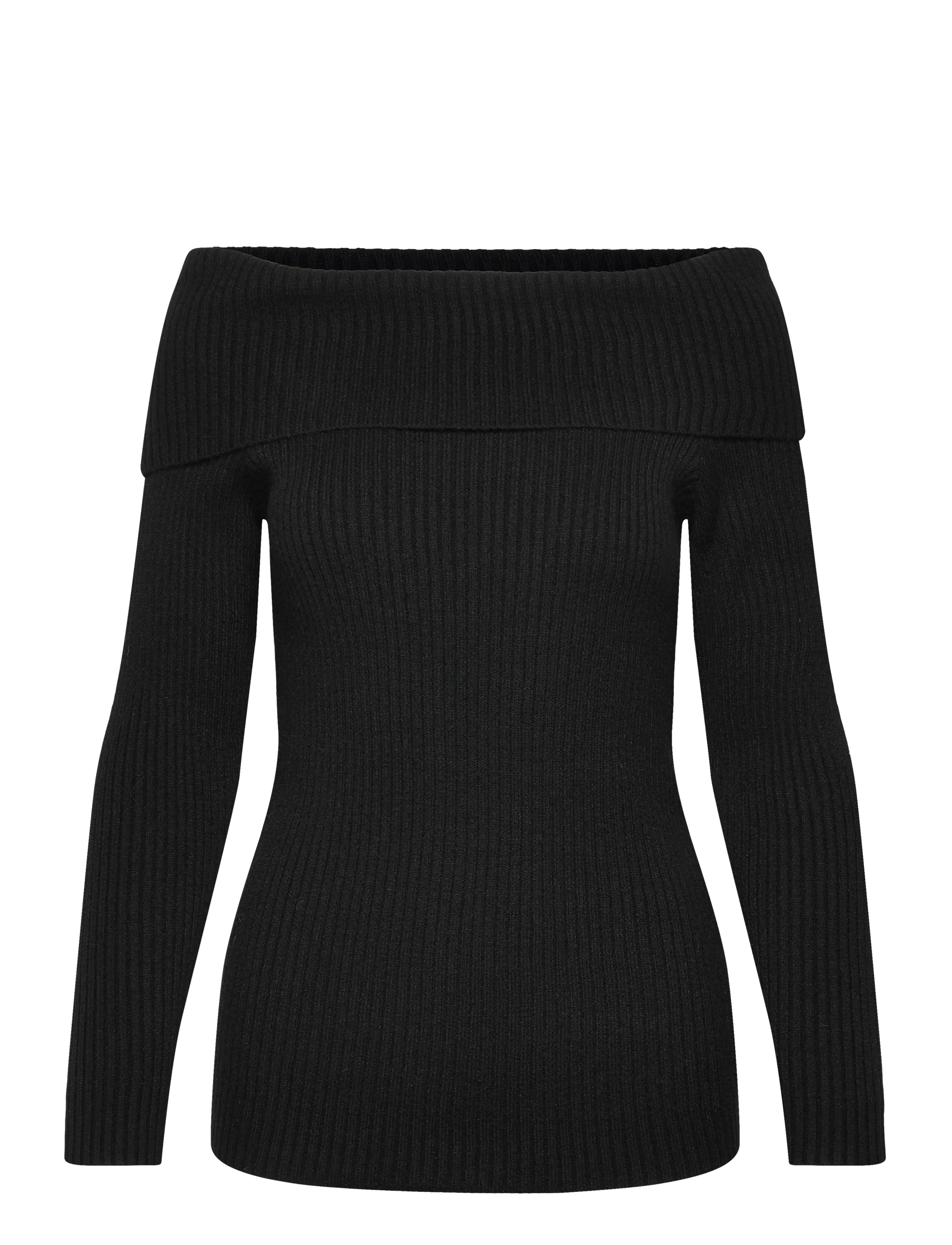 OLMKATIA LS OFF SHOULDER KNT - BLACK