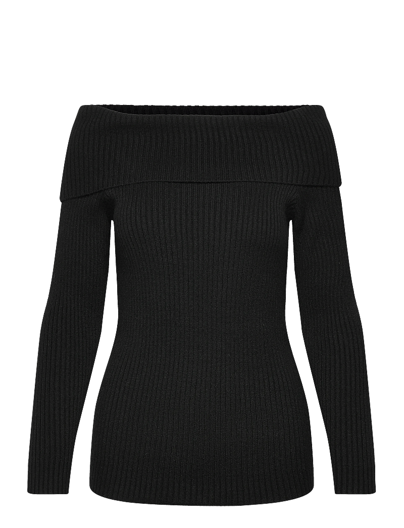 Only Maternity - OLMKATIA LS OFF SHOULDER KNT - långärmade t-shirts - black - 0