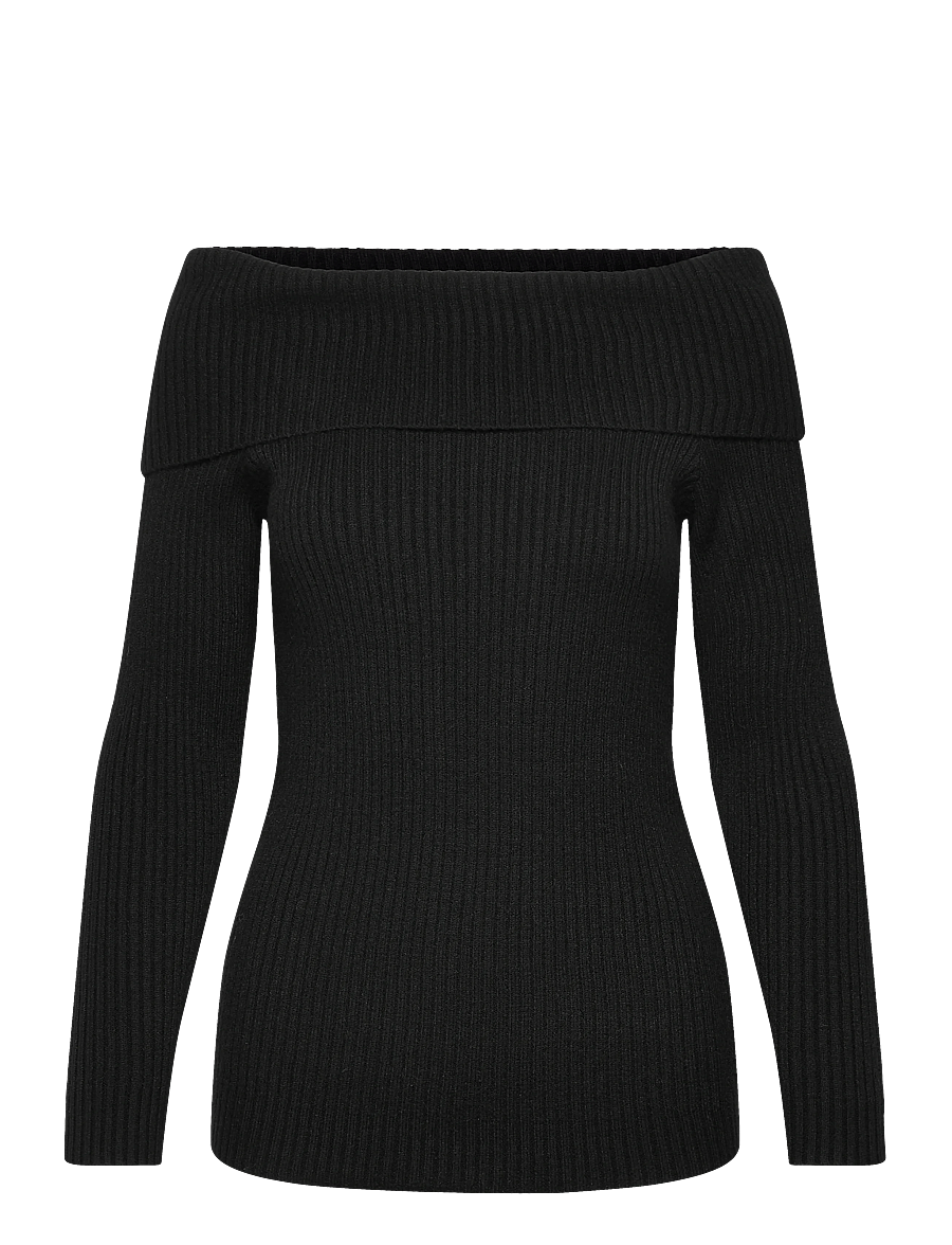 Only Maternity - OLMKATIA LS OFF SHOULDER KNT - långärmade t-shirts - black - 0