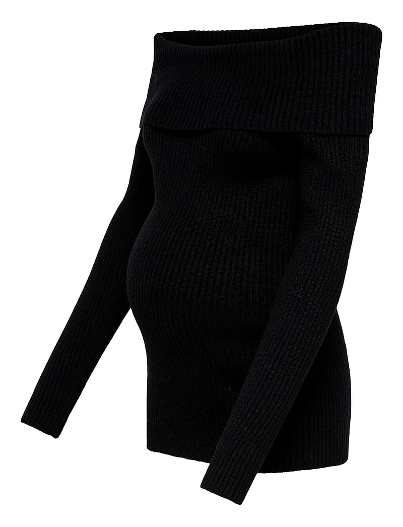 Only Maternity - OLMKATIA LS OFF SHOULDER KNT - langærmede t-shirts - black - 2