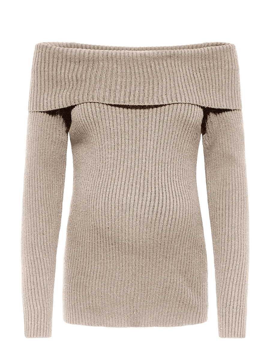Only Maternity - OLMKATIA LS OFF SHOULDER KNT - trøjer - mocha meringue - 0
