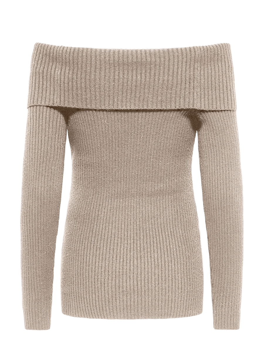 Only Maternity - OLMKATIA LS OFF SHOULDER KNT - trøjer - mocha meringue - 1