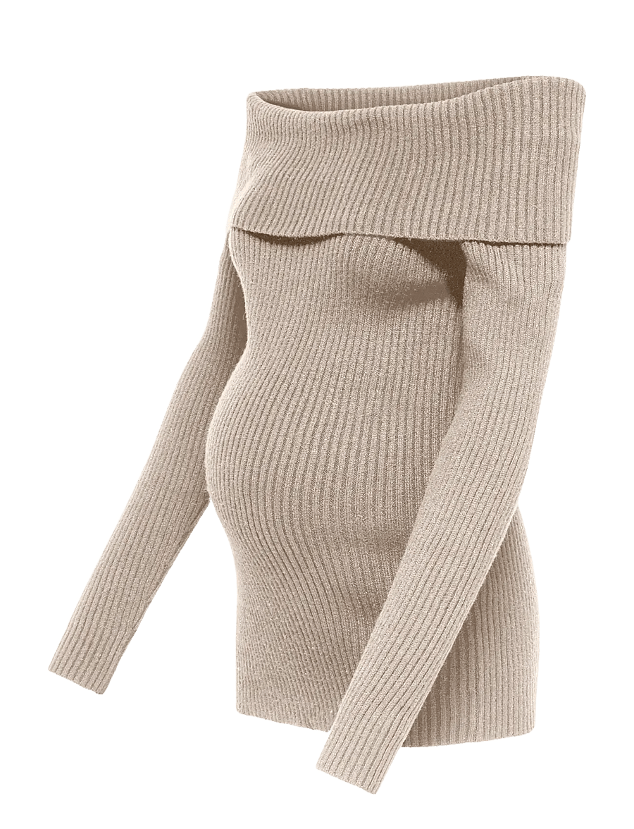 Only Maternity - OLMKATIA LS OFF SHOULDER KNT - trøjer - mocha meringue - 2