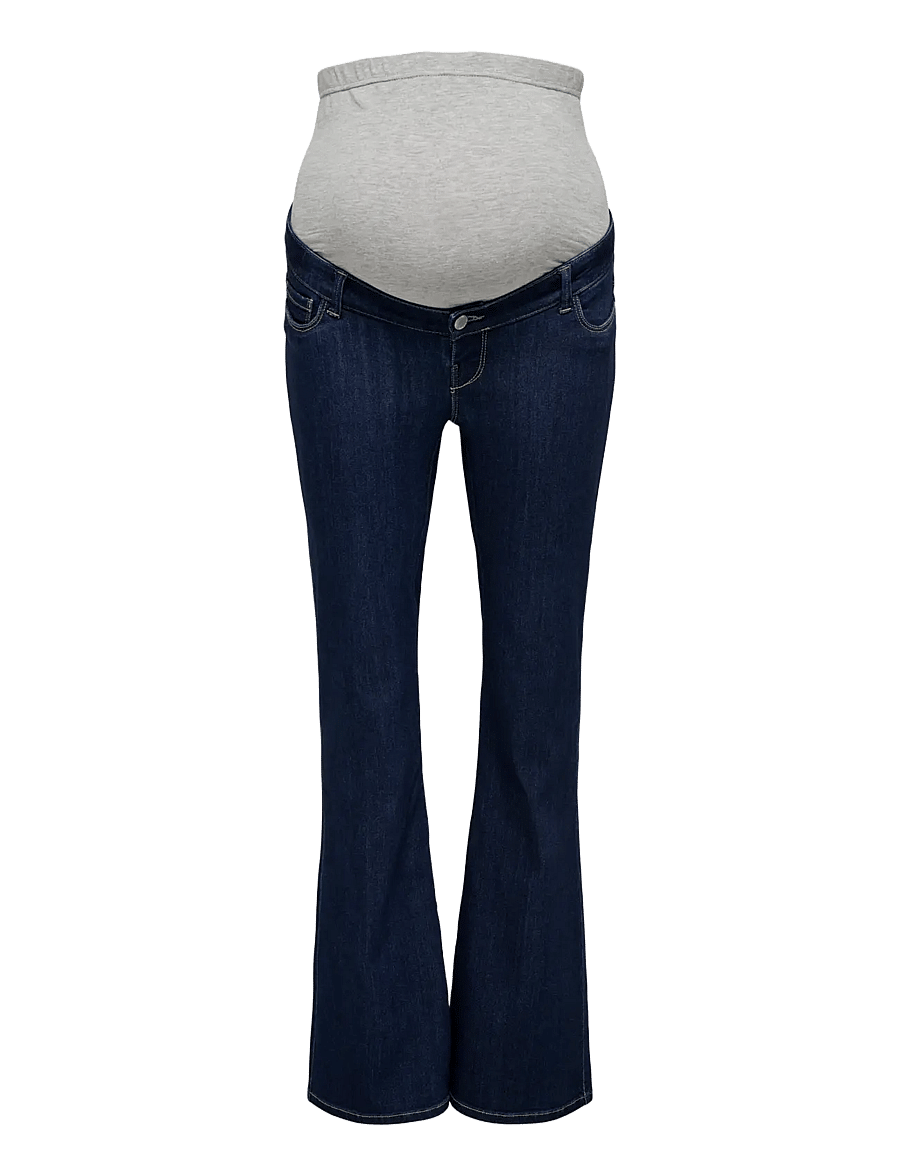 Only Maternity - OLMHELLA LIFE HW RETRO FLARED DNM BOX - dark blue denim - 1