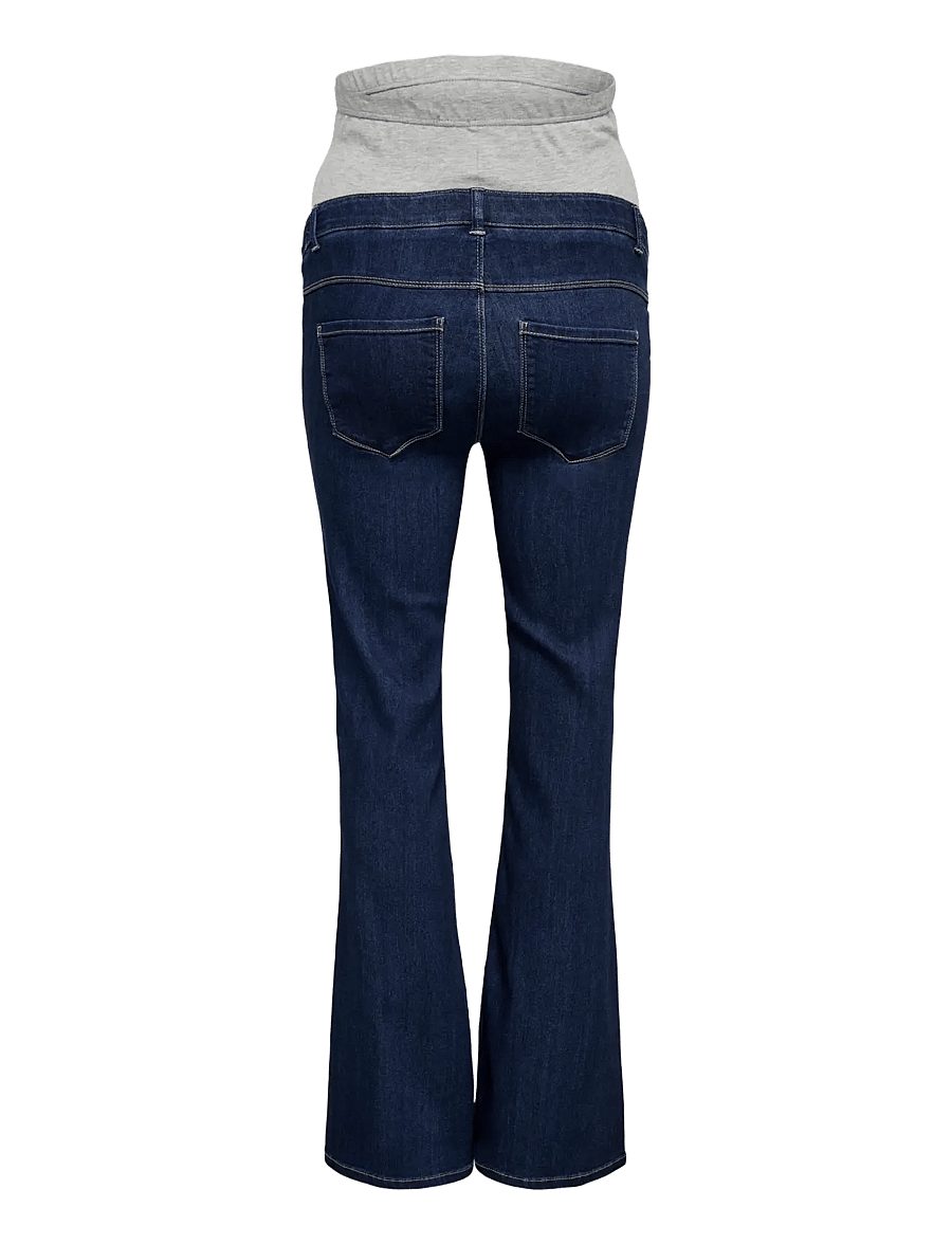 Only Maternity - OLMHELLA LIFE HW RETRO FLARED DNM BOX - dark blue denim - 2