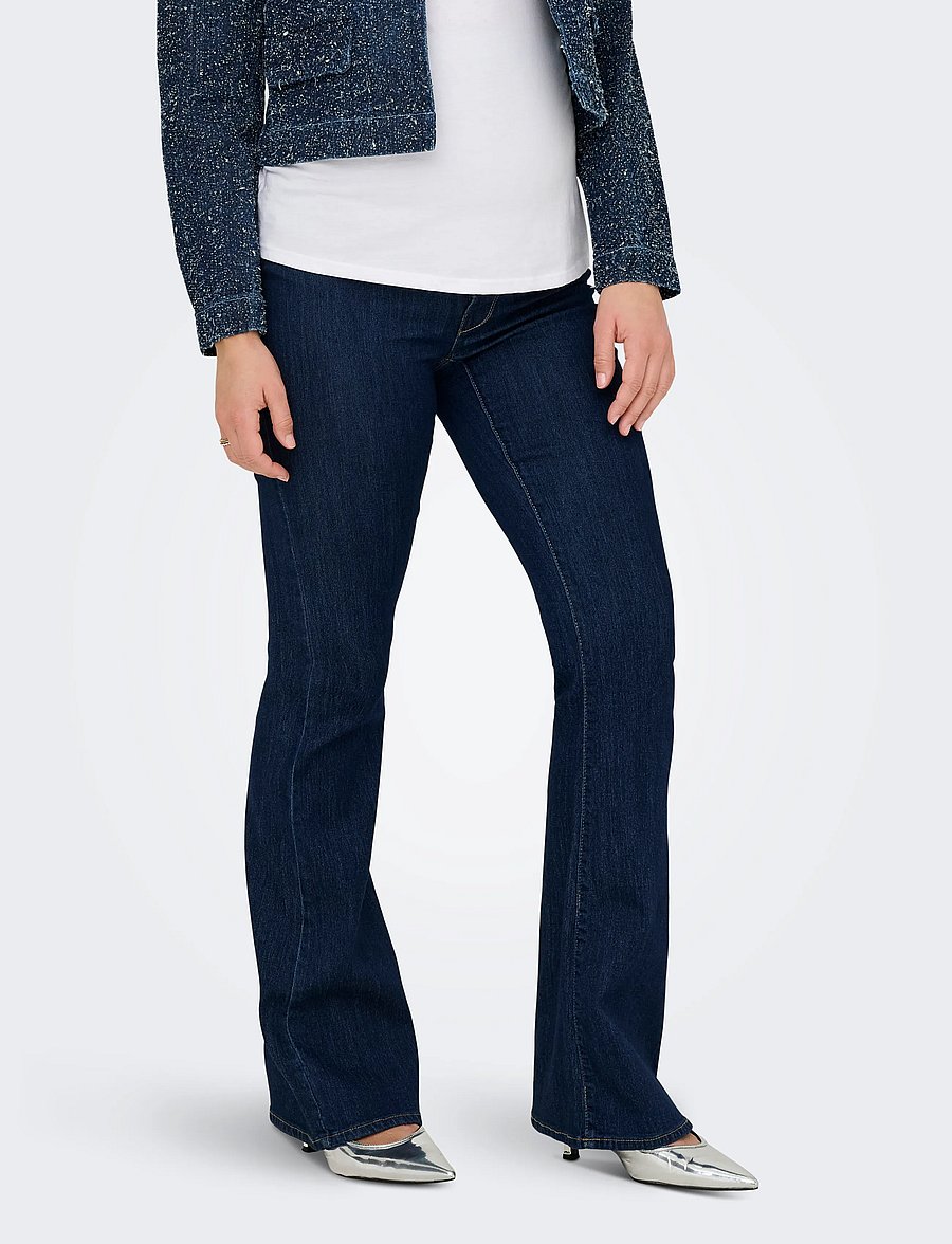Only Maternity - OLMHELLA LIFE HW RETRO FLARED DNM BOX - dark blue denim - 0
