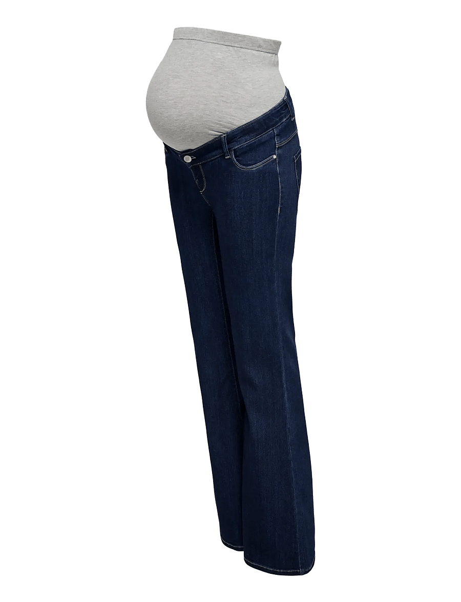 Only Maternity - OLMHELLA LIFE HW RETRO FLARED DNM BOX - dark blue denim - 3