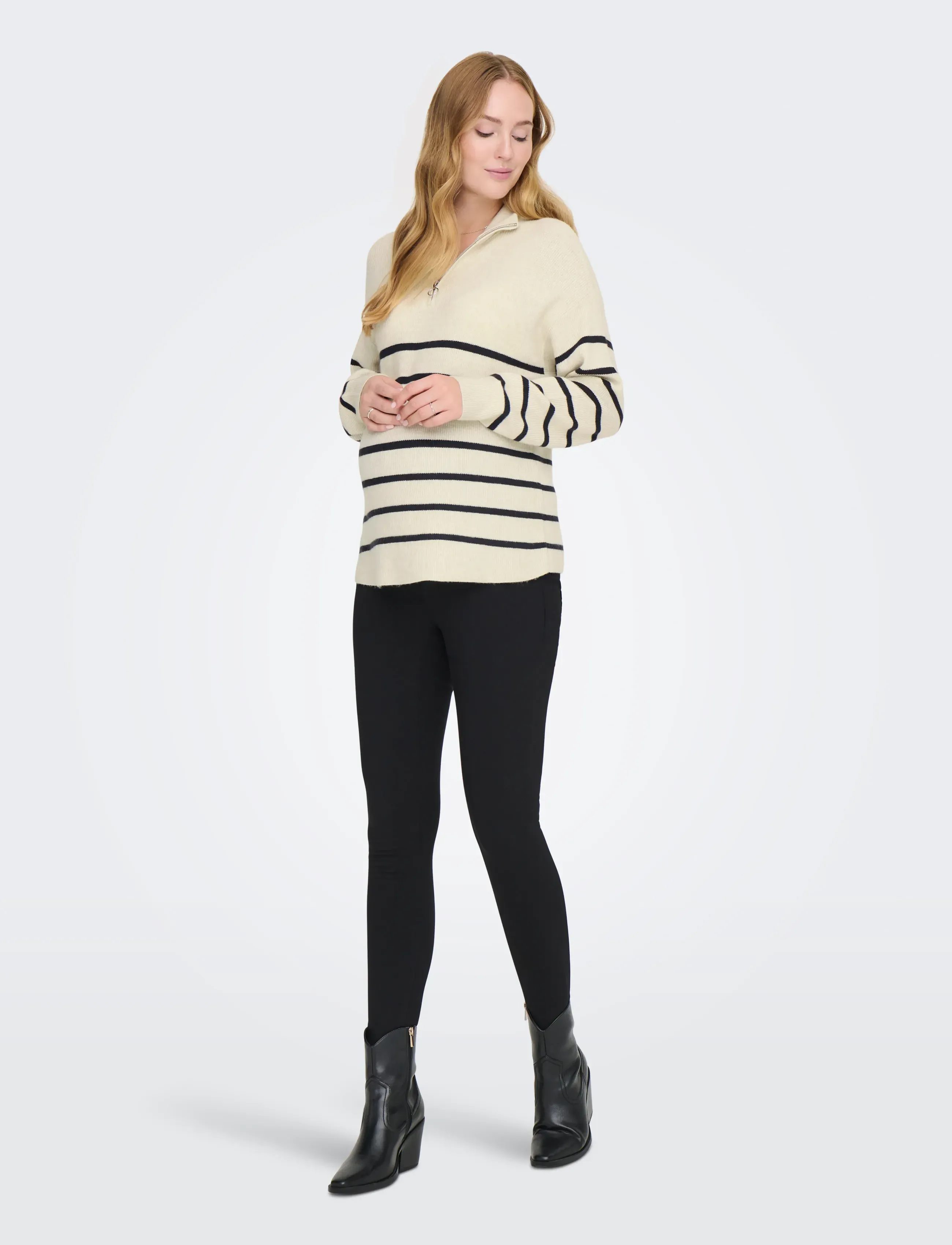 Only Maternity - OLMIBI L/S HIGHNECK ZIP PULLOVER KNT - zemākās cenas - pumice stone - 5