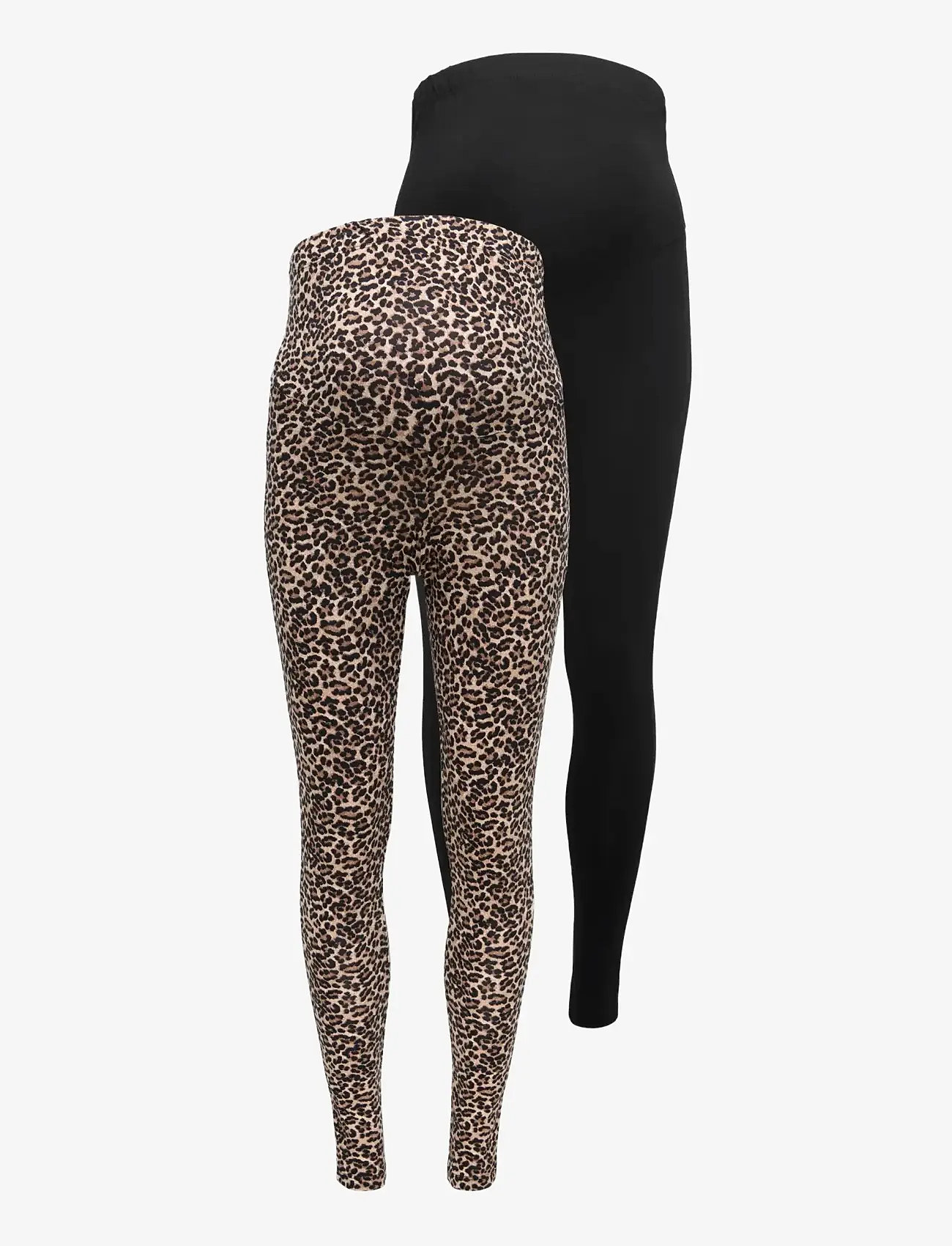 Only Maternity - OLMLOVELY LIFE NEW LEG 2PCK AOP JRS NOOS - leggings - black - 1