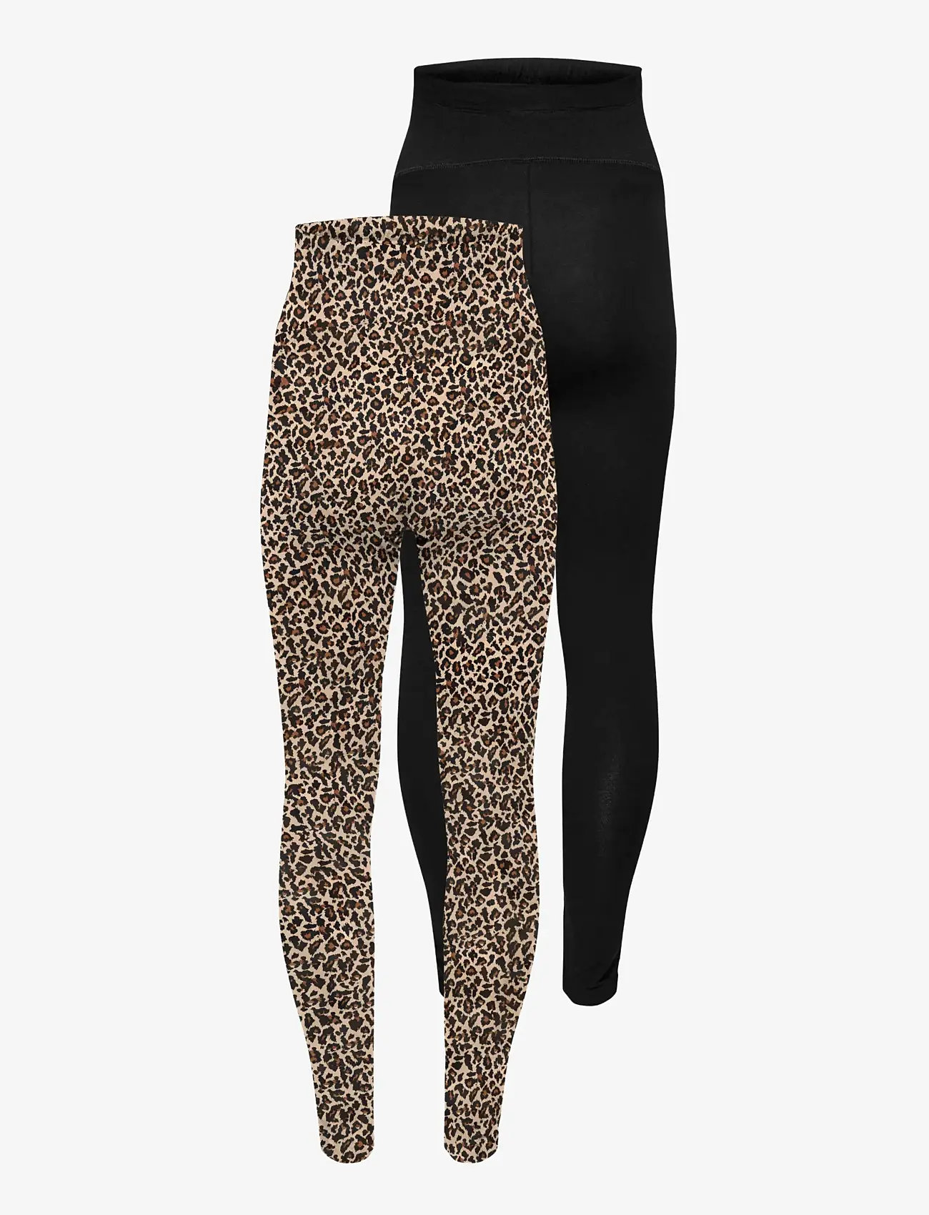 Only Maternity - OLMLOVELY LIFE NEW LEG 2PCK AOP JRS NOOS - leggings - black - 2