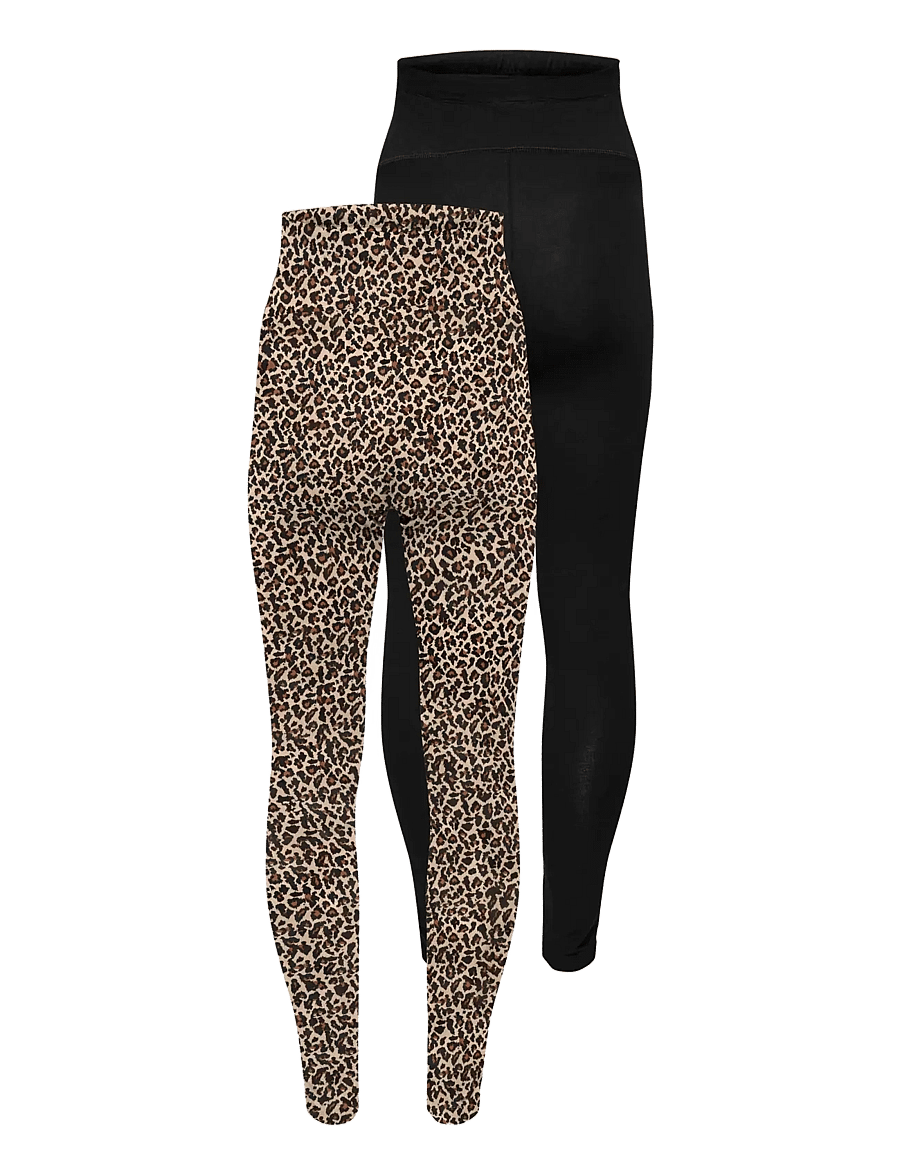 Only Maternity - OLMLOVELY LIFE NEW LEG 2PCK AOP JRS NOOS - leginsy - black - 2