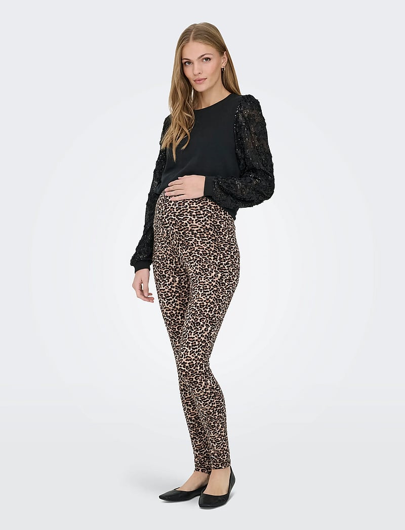 Only Maternity - OLMLOVELY LIFE NEW LEG 2PCK AOP JRS NOOS - leggings - black - 5