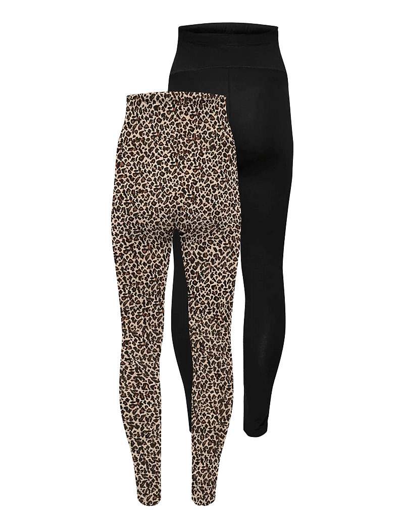 Only Maternity - OLMLOVELY LIFE NEW LEG 2PCK AOP JRS NOOS - leggings - black - 3