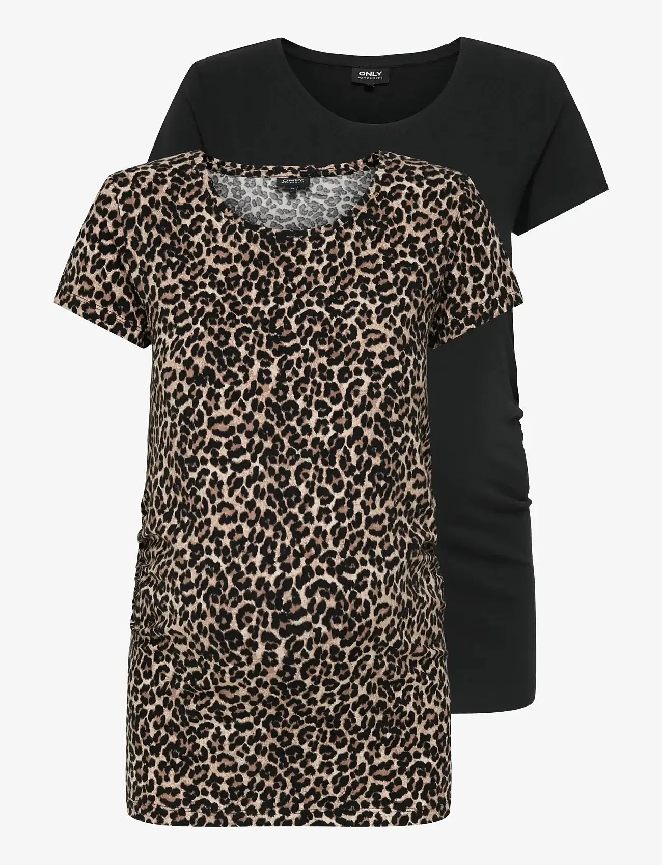 Only Maternity - OLMLOVELY LIFE S/S ONECK AOPTOP2PCK NOOS - t-shirts - black - 0