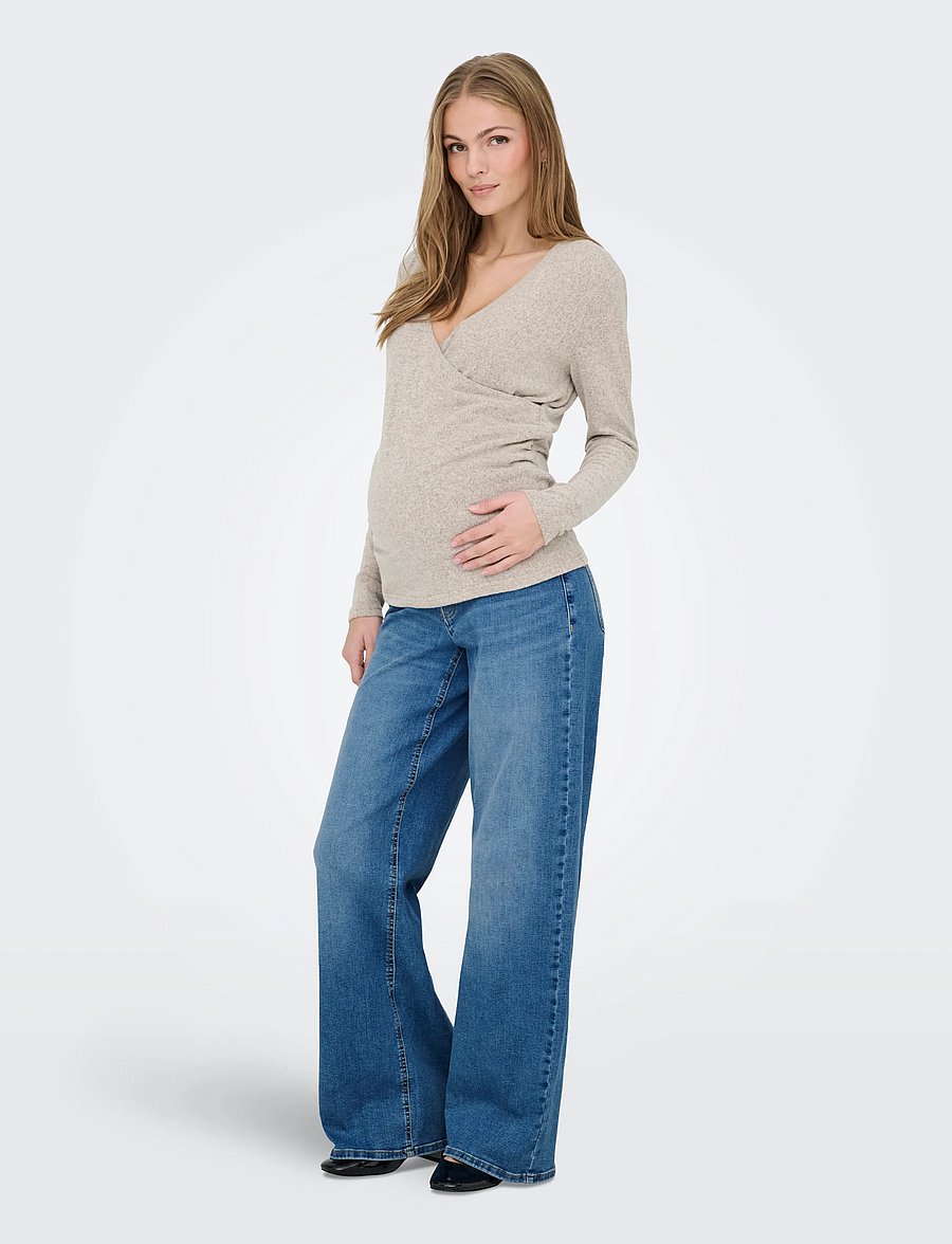 Only Maternity - OLMMADISON BLUSH WIDE DNM PIM3005 NOOS - hosen mit weitem bein - medium blue denim - 5