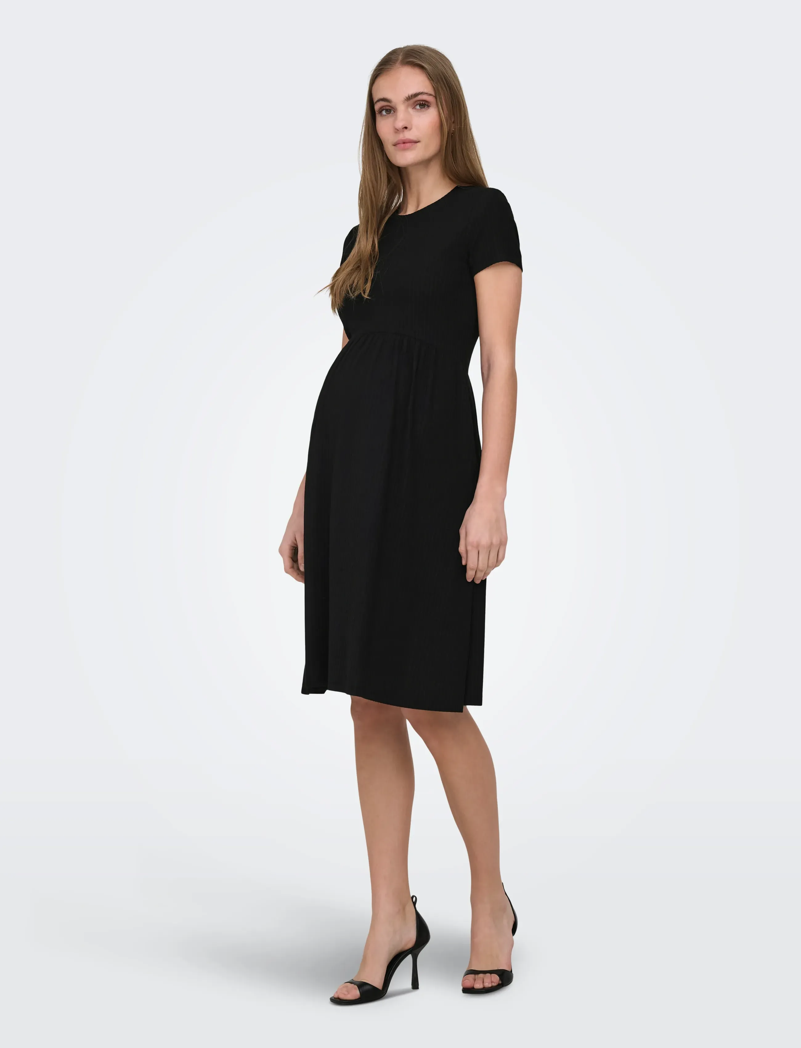 Only Maternity OLMMALAYA S/S O-NECK ABK DRESS JRS NOOS - Kjoler - BLACK / black