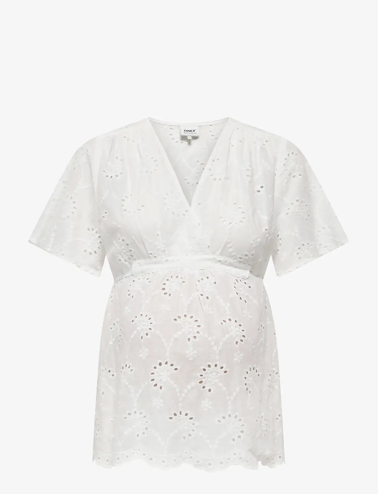 Only Maternity - OLMSTEPHANIE S/S WRAP TOP WVN - kortærmede bluser - white - 1