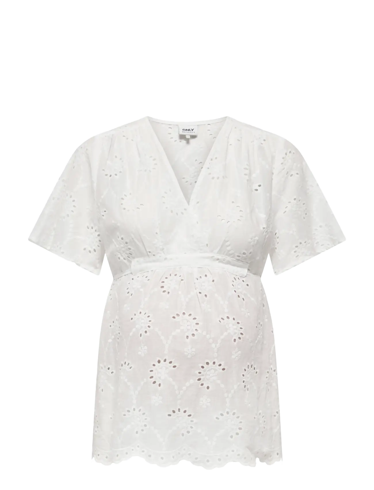 Only Maternity OLMSTEPHANIE S/S WRAP TOP WVN - Mode trends - WHITE / white