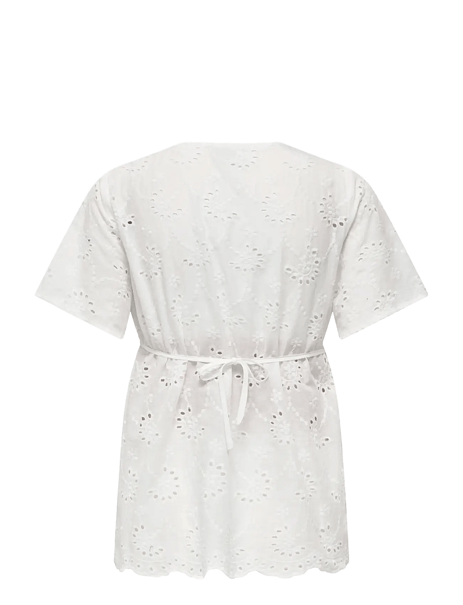 Only Maternity - OLMSTEPHANIE S/S WRAP TOP WVN - kortärmade blusar - white - 2