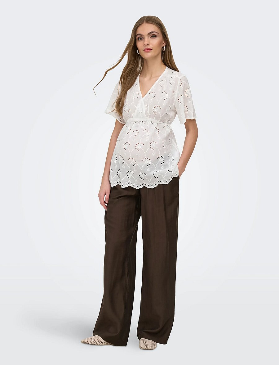 Only Maternity - OLMSTEPHANIE S/S WRAP TOP WVN - kortärmade blusar - white - 5