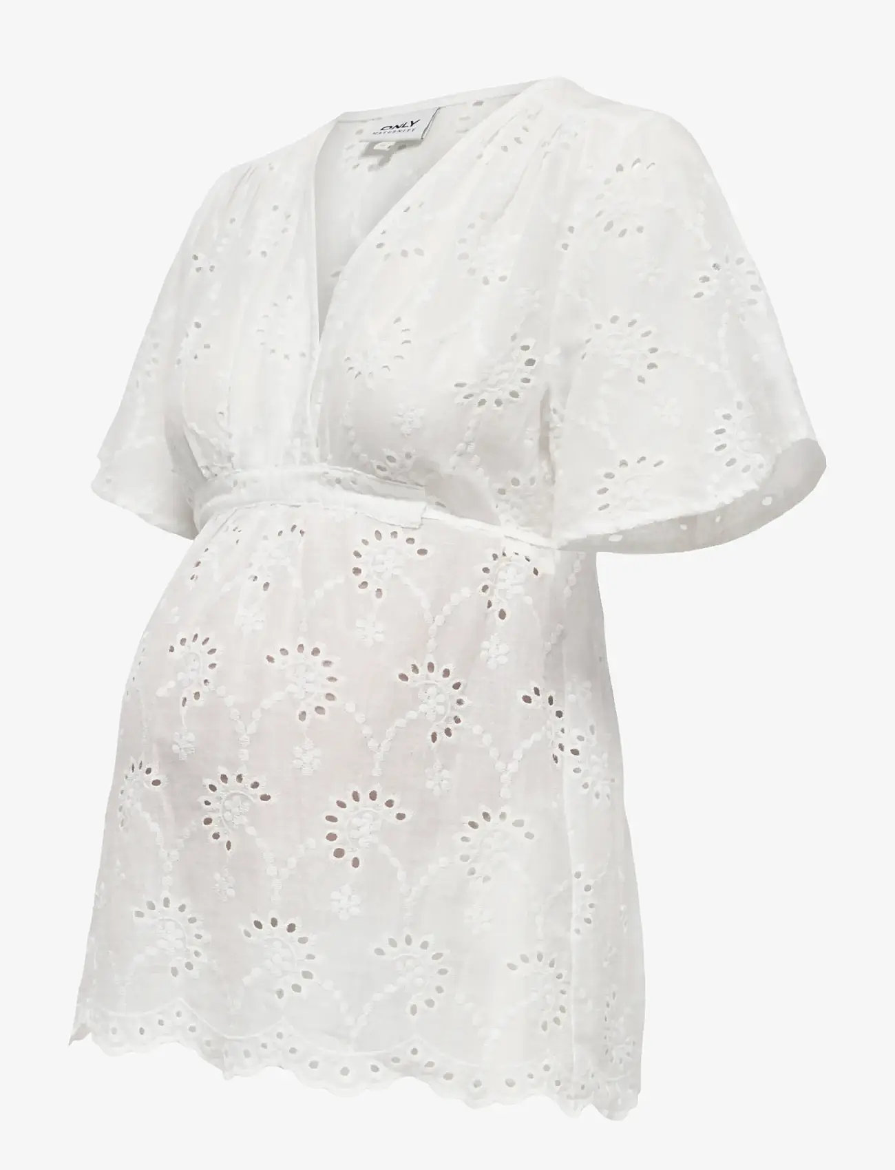 Only Maternity - OLMSTEPHANIE S/S WRAP TOP WVN - kortærmede bluser - white - 3