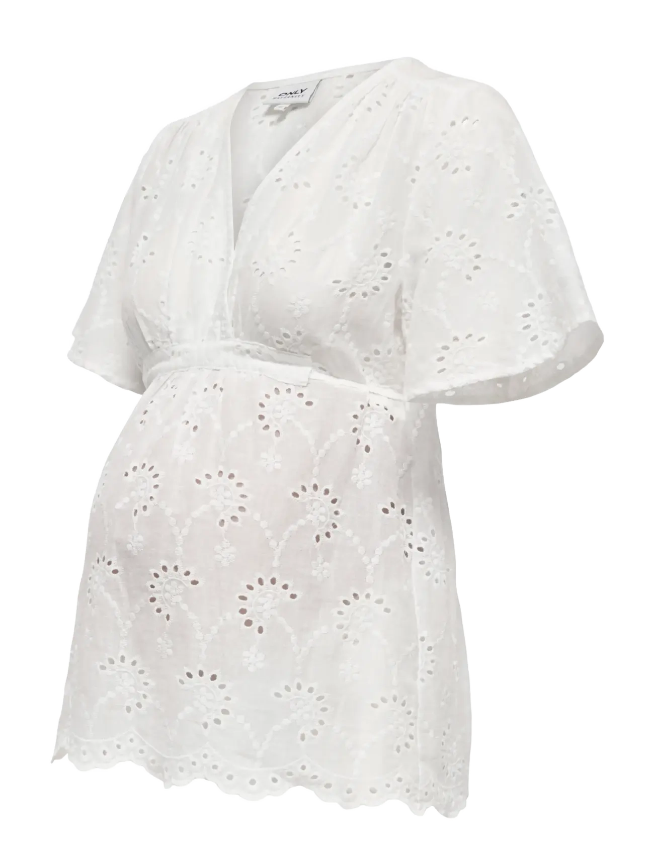 Only Maternity - OLMSTEPHANIE S/S WRAP TOP WVN - kortärmade blusar - white - 3