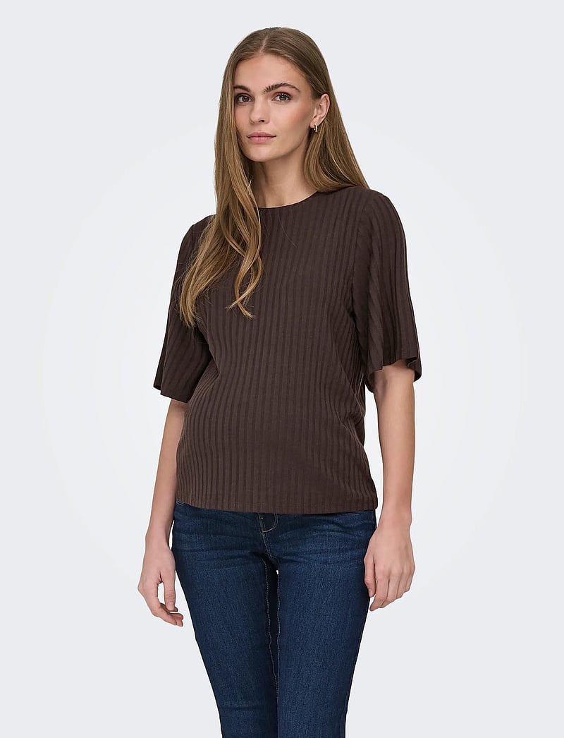 Only Maternity - OLMVIOLA S/S TOP JRS - t-särgid - coffee bean - 0