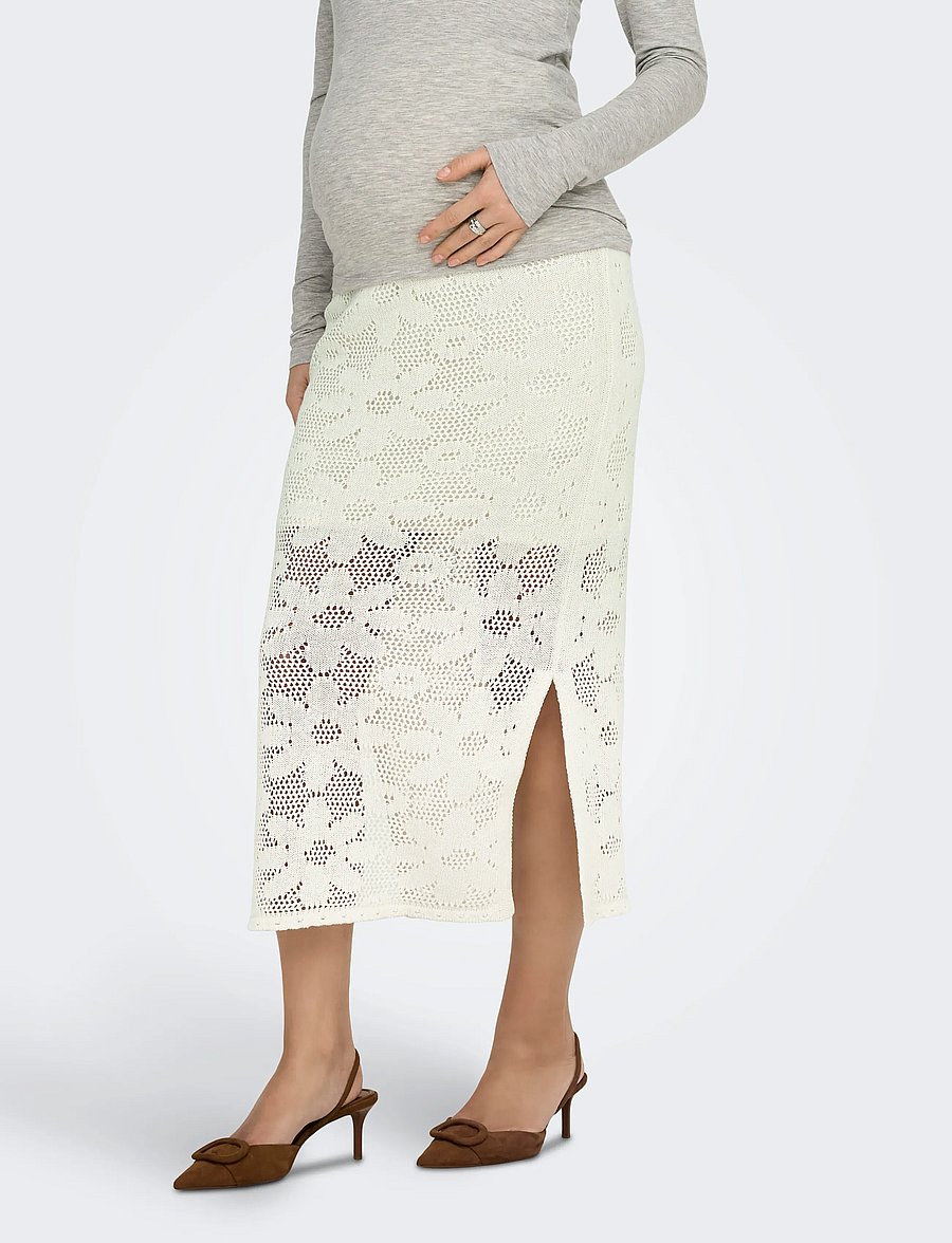 Only Maternity - OLMISABELLA PATTERN SKIRT KNT - knitted skirts - cloud dancer - 0