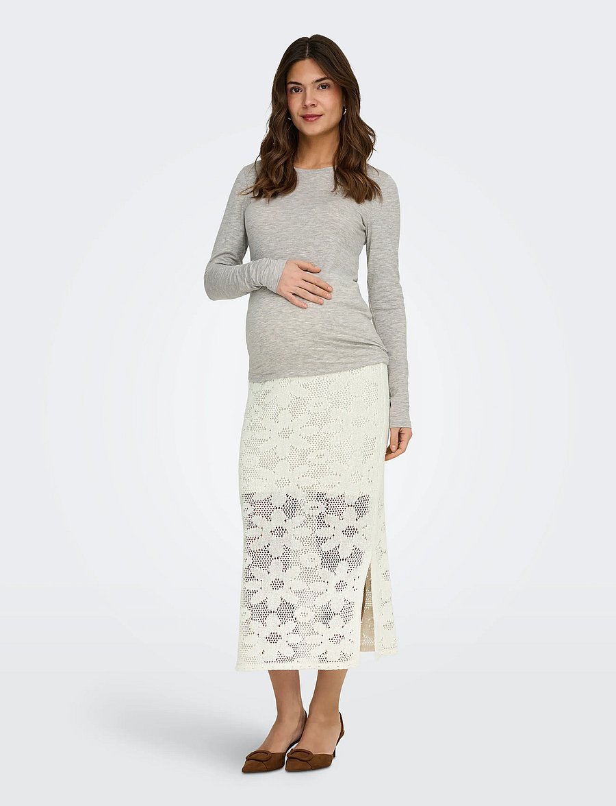 Only Maternity - OLMISABELLA PATTERN SKIRT KNT - knitted skirts - cloud dancer - 5