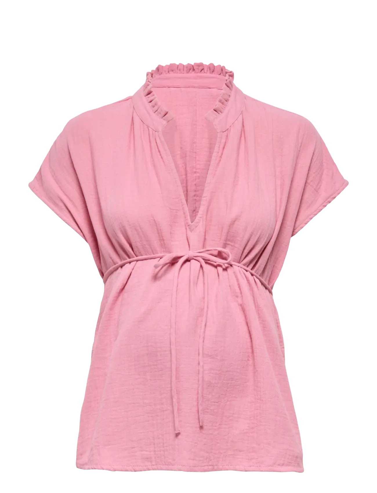 Only Maternity OLMTHYRA S/S V-NECK TOP WVN - Kūdikių priemonės - SEA PINK / pink/rose