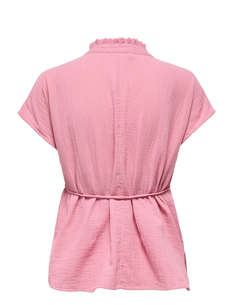 Only Maternity - OLMTHYRA S/S V-NECK TOP WVN - short-sleeved blouses - sea pink - 1