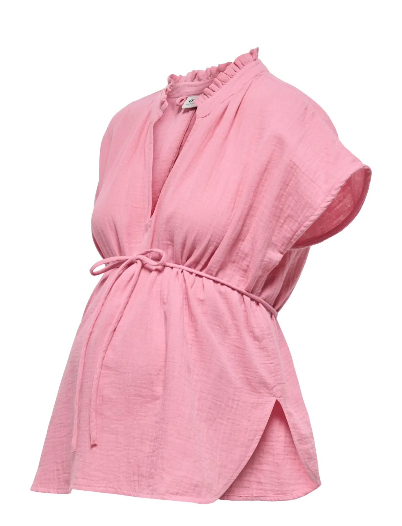 Only Maternity - OLMTHYRA S/S V-NECK TOP WVN - kurzämlige blusen - sea pink - 2