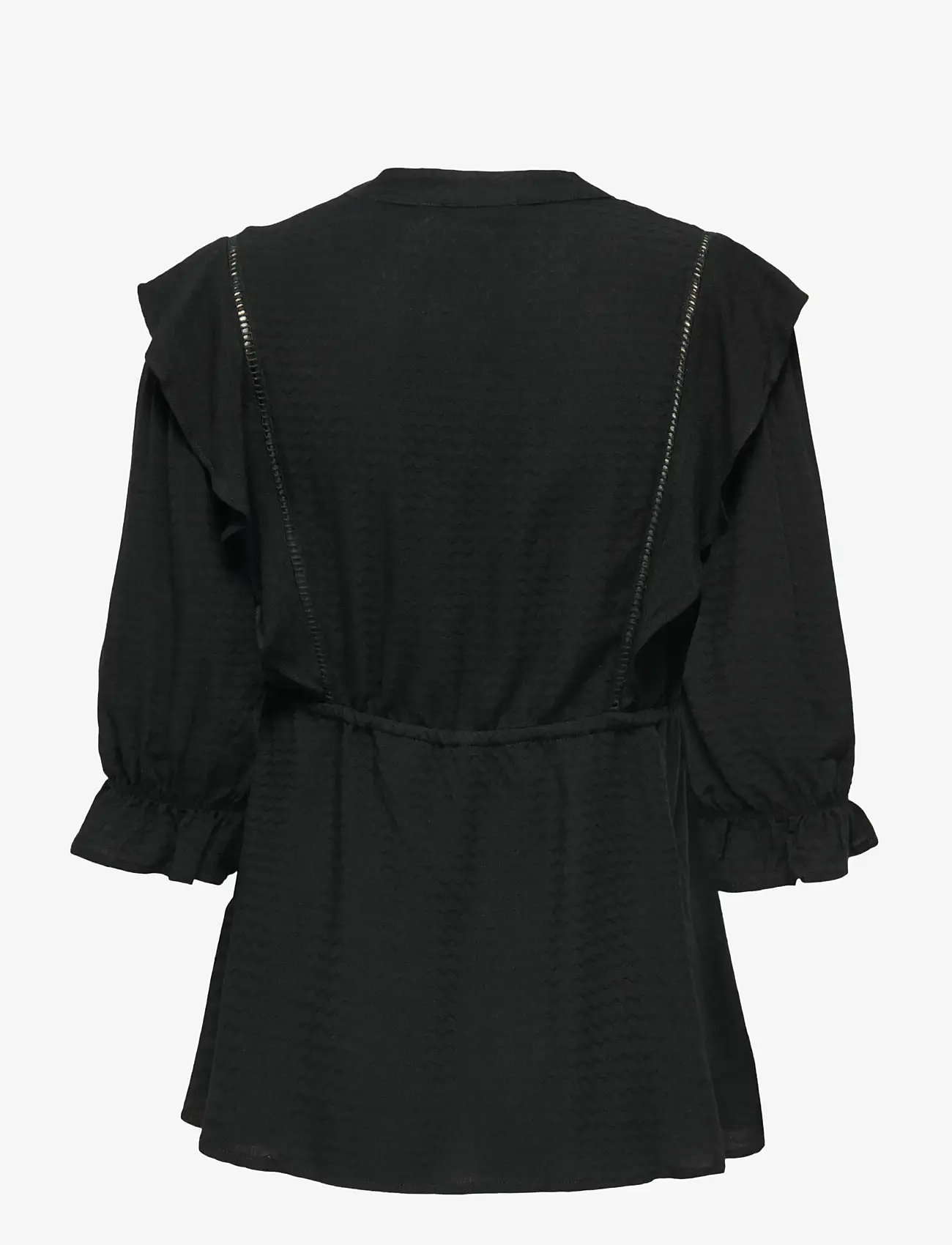 Only Maternity - OLMSALLI 2/4 V-NECK FRILL TOP WVN - långärmade blusar - black - 2