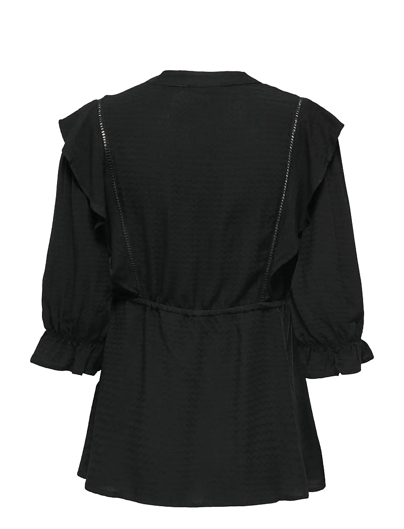 Only Maternity - OLMSALLI 2/4 V-NECK FRILL TOP WVN - långärmade blusar - black - 2
