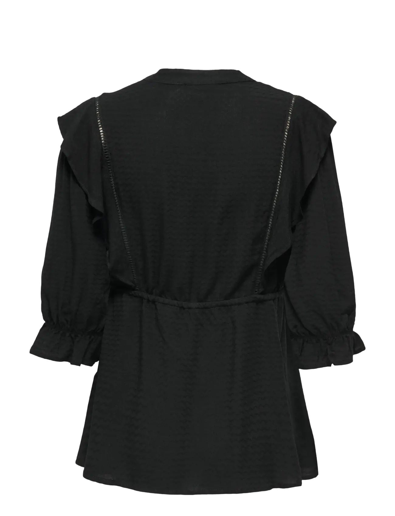 Only Maternity - OLMSALLI 2/4 V-NECK FRILL TOP WVN - long sleeved blouses - black - 2